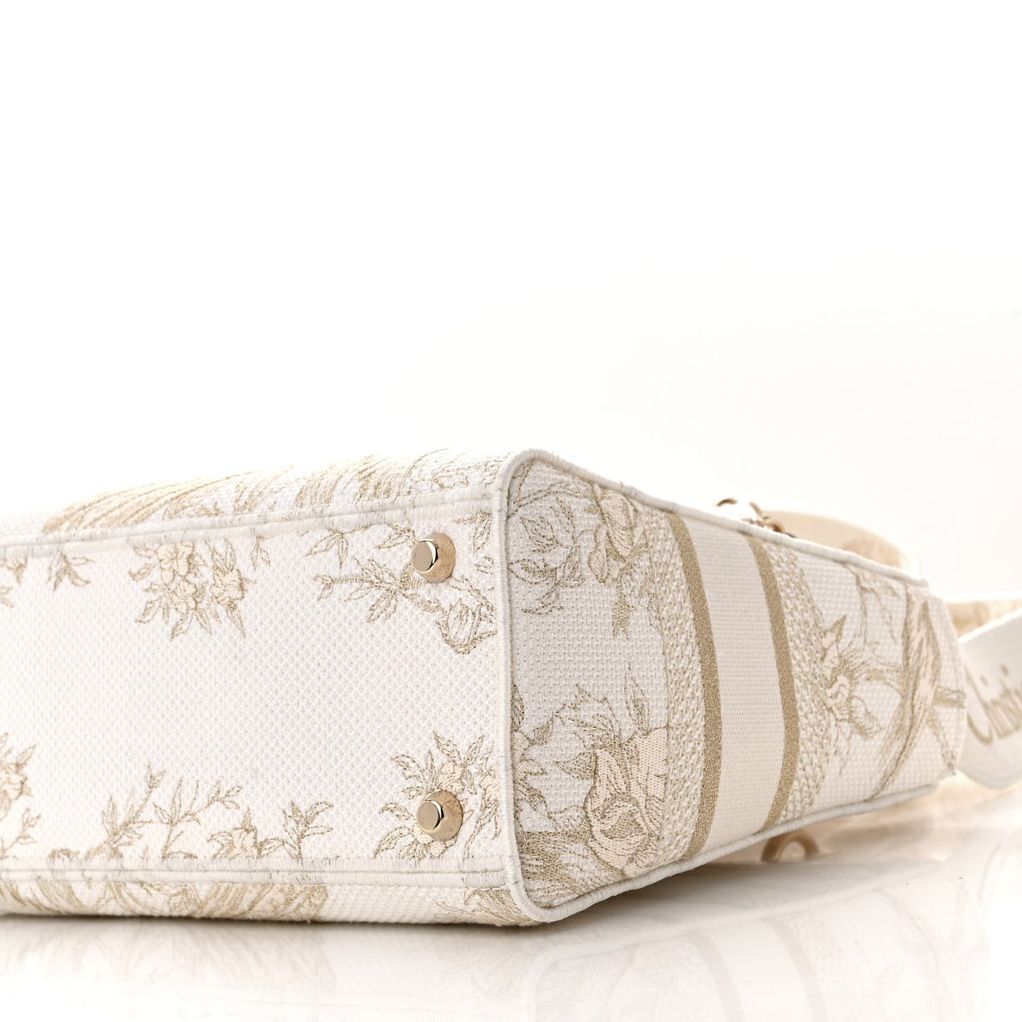Canvas Embroidered Jardin D'Hiver Medium Lady D-Lite White Gold