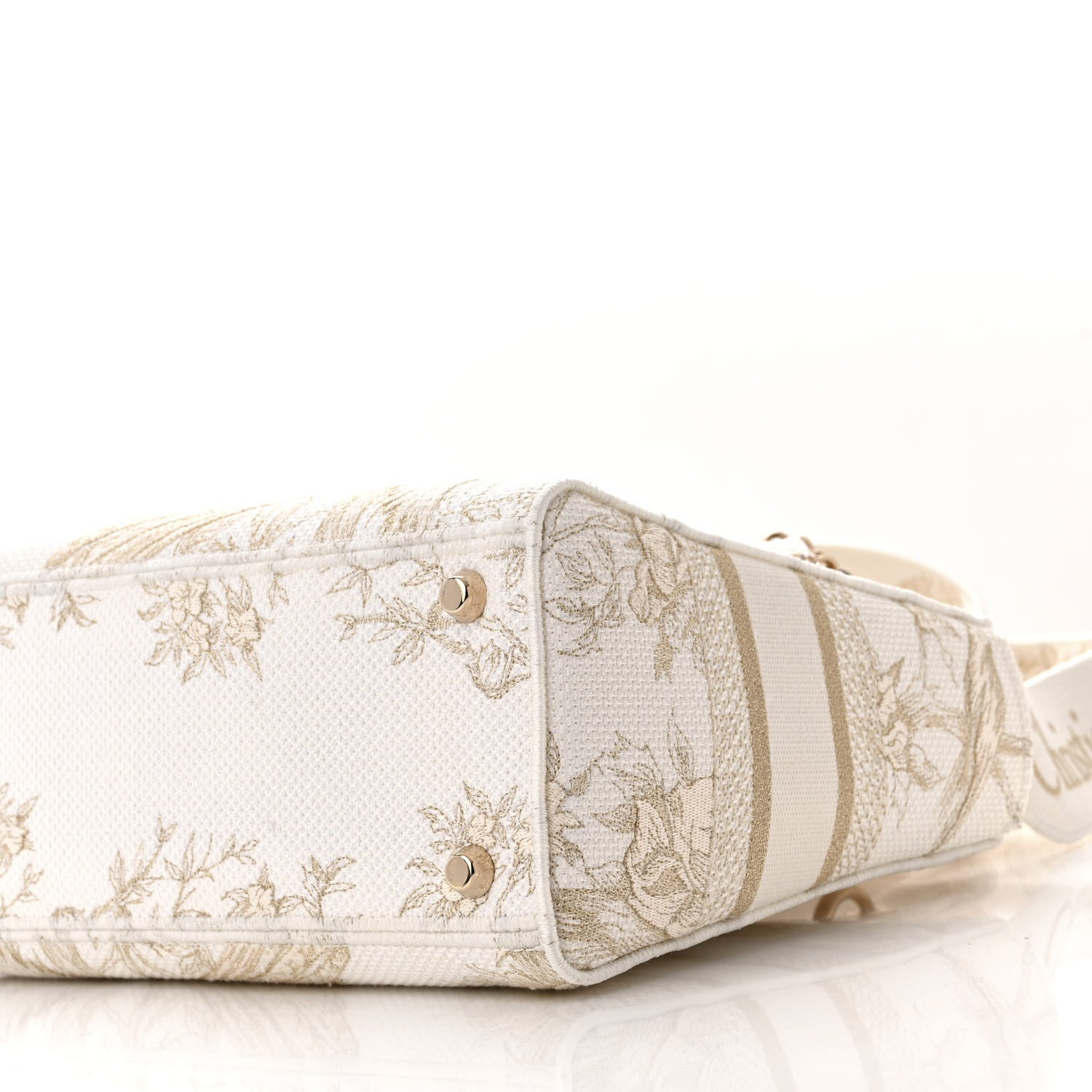 Christian Dior Canvas Embroidered Jardin D'Hiver Medium Lady D-Lite White Gold 10 of 11