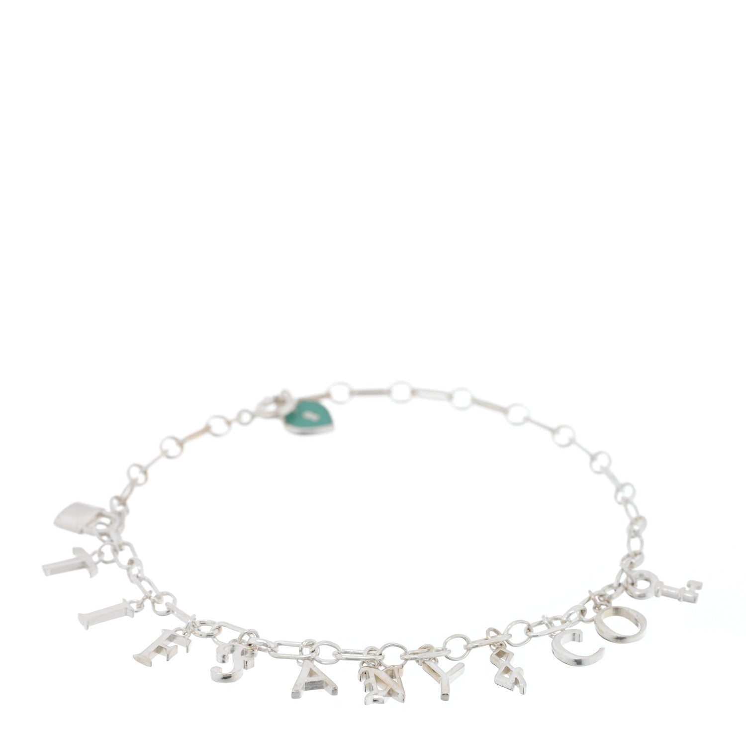 Tiffany Sterling Silver Enamel Love Notes Logo Charm Bracelet Blue 1 of 4