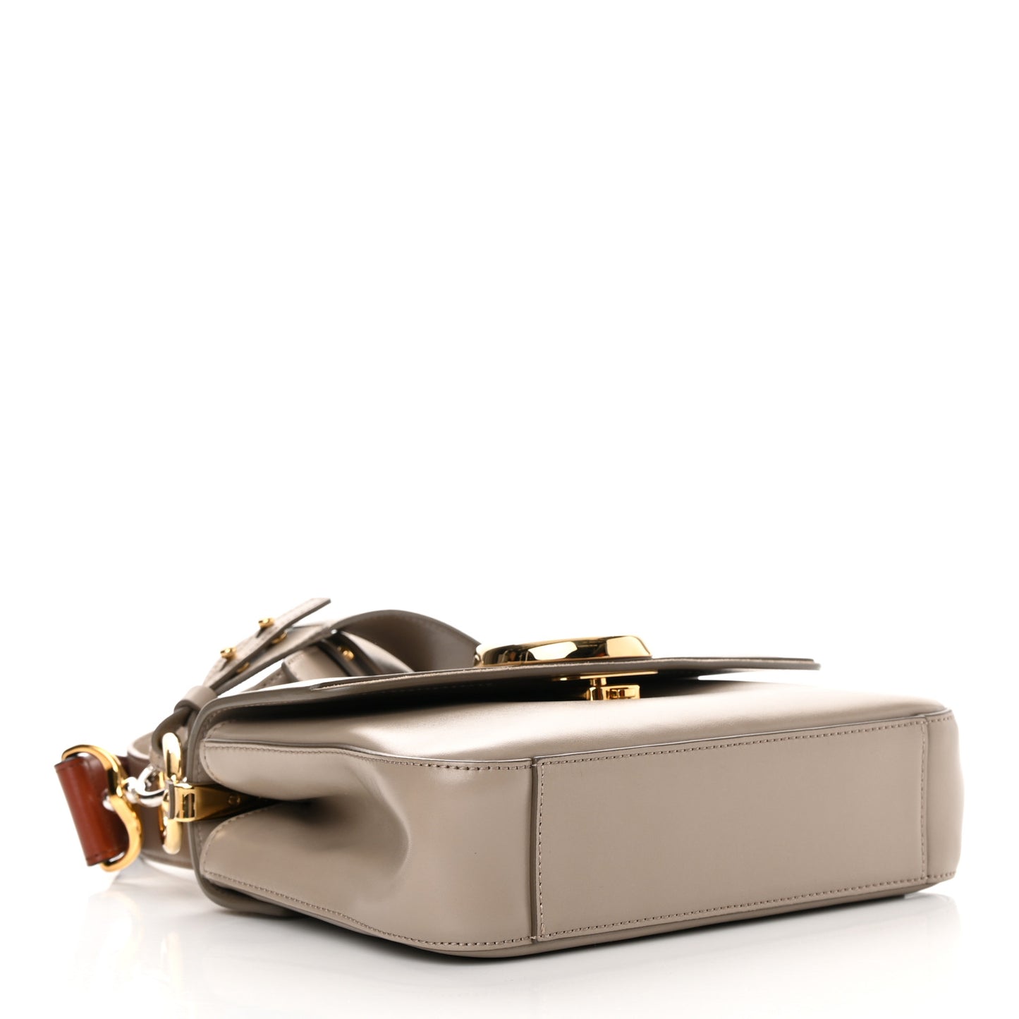 Shiny Calfskin Suede Small C Double Carry Bag Motty Grey