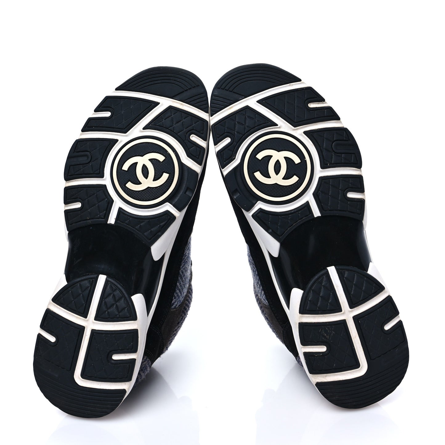 Fabric Suede Calfskin CC Sneakers 41 Black Grey Dark Grey