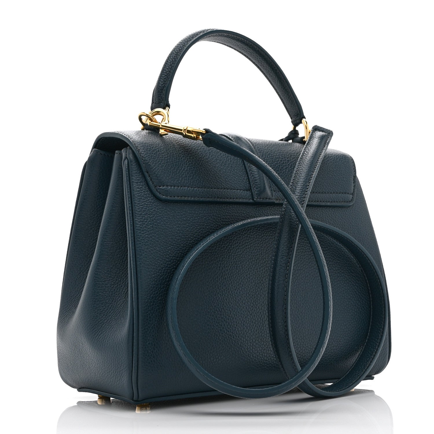 Celine Grained Calfskin Small 16 Top Handle Bag Petrol 3 of 11