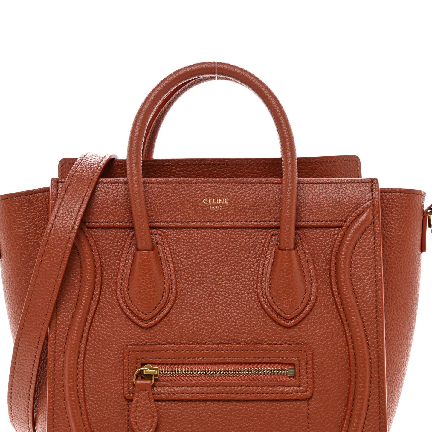 Drummed Calfskin Nano Luggage Lychee