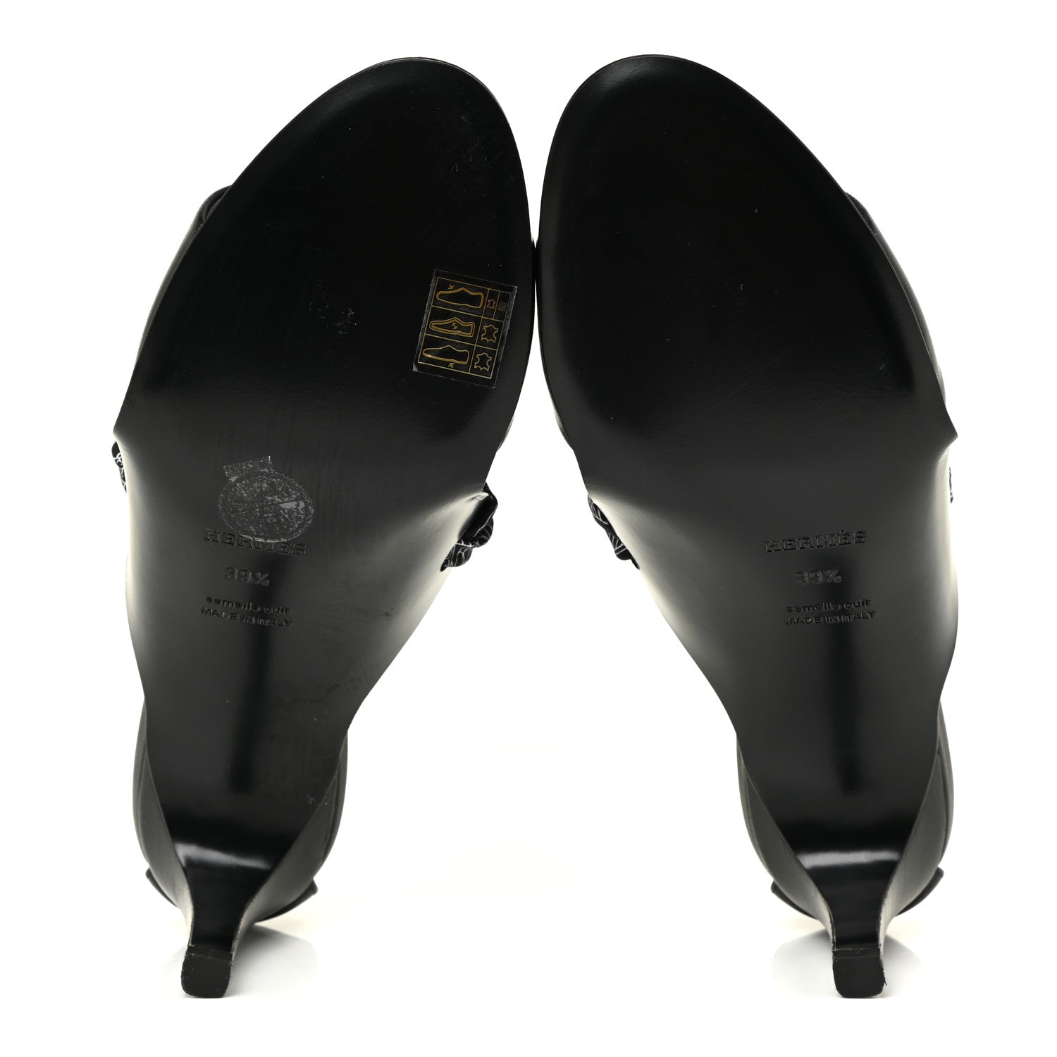 Hermes Calfskin Silk Torsade Sandals 39.5 Black 5 of 10