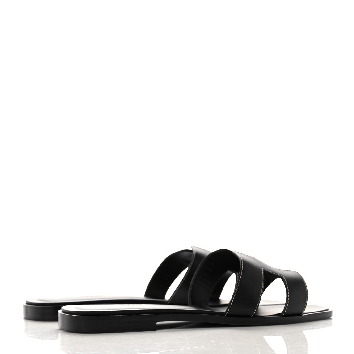 Hermes Box Calfskin Oran Sandals 38.5 Black 4 of 9