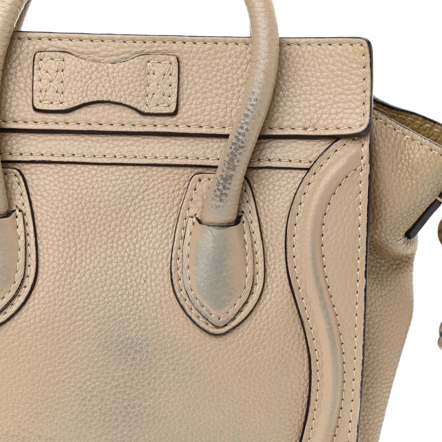 Celine Drummed Calfskin Nano Luggage Dune 13 of 15