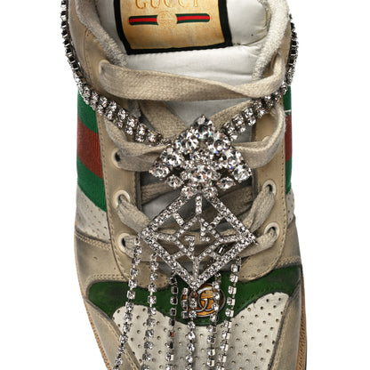 Gucci Nubuck Calfskin Web Removable Crystals Mens Screener Sneakers 9 Dusty Milk New Mystic White 25 of 27