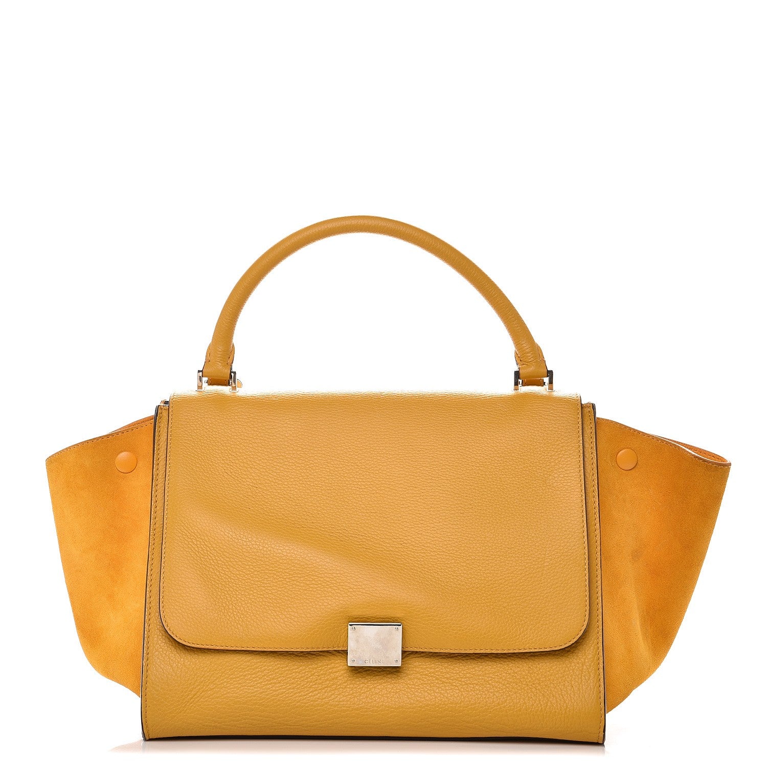 Celine Drummed Calfskin Suede Medium Trapeze Ocre 1 of 11