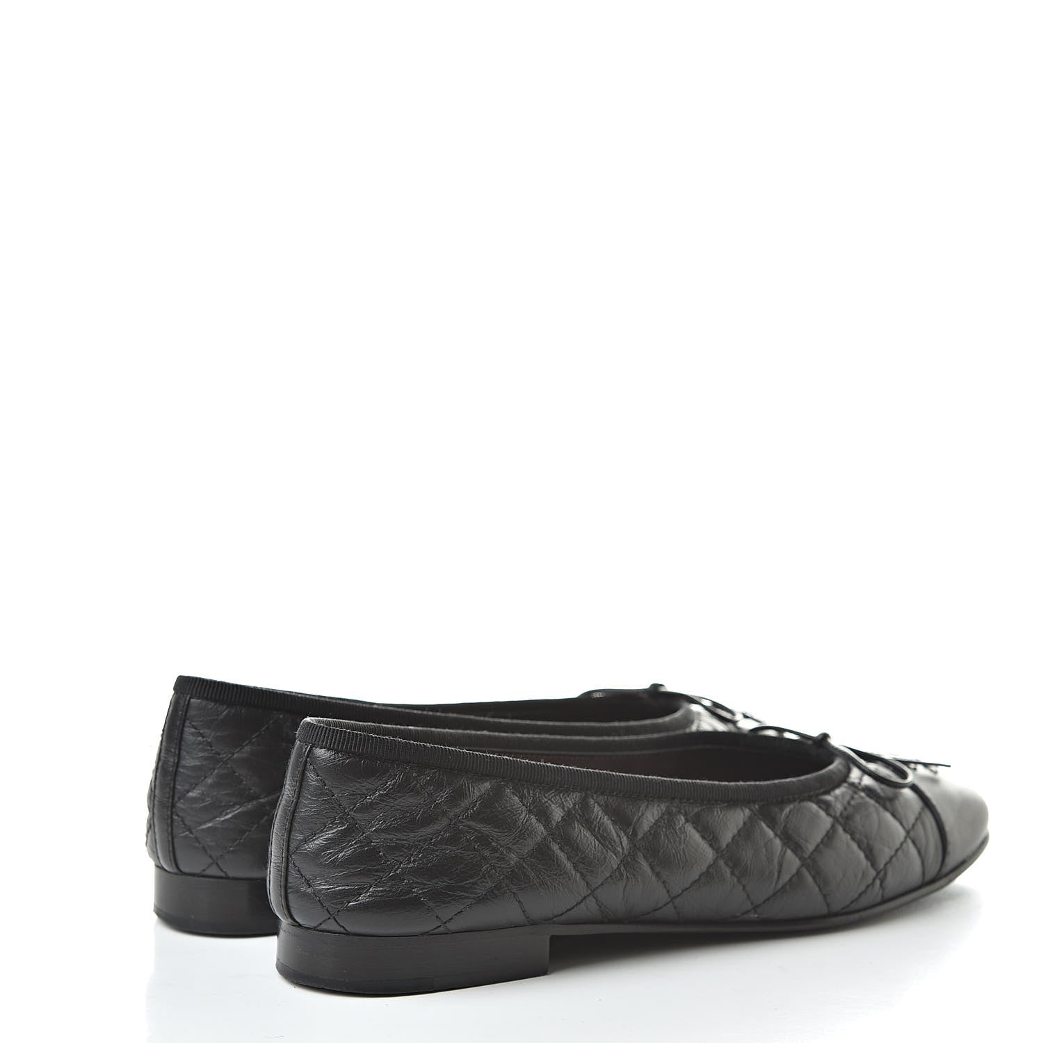 Chanel Aged Calfskin Quilted Cap Toe Ballerina Flats 37.5 Black 4 of 15