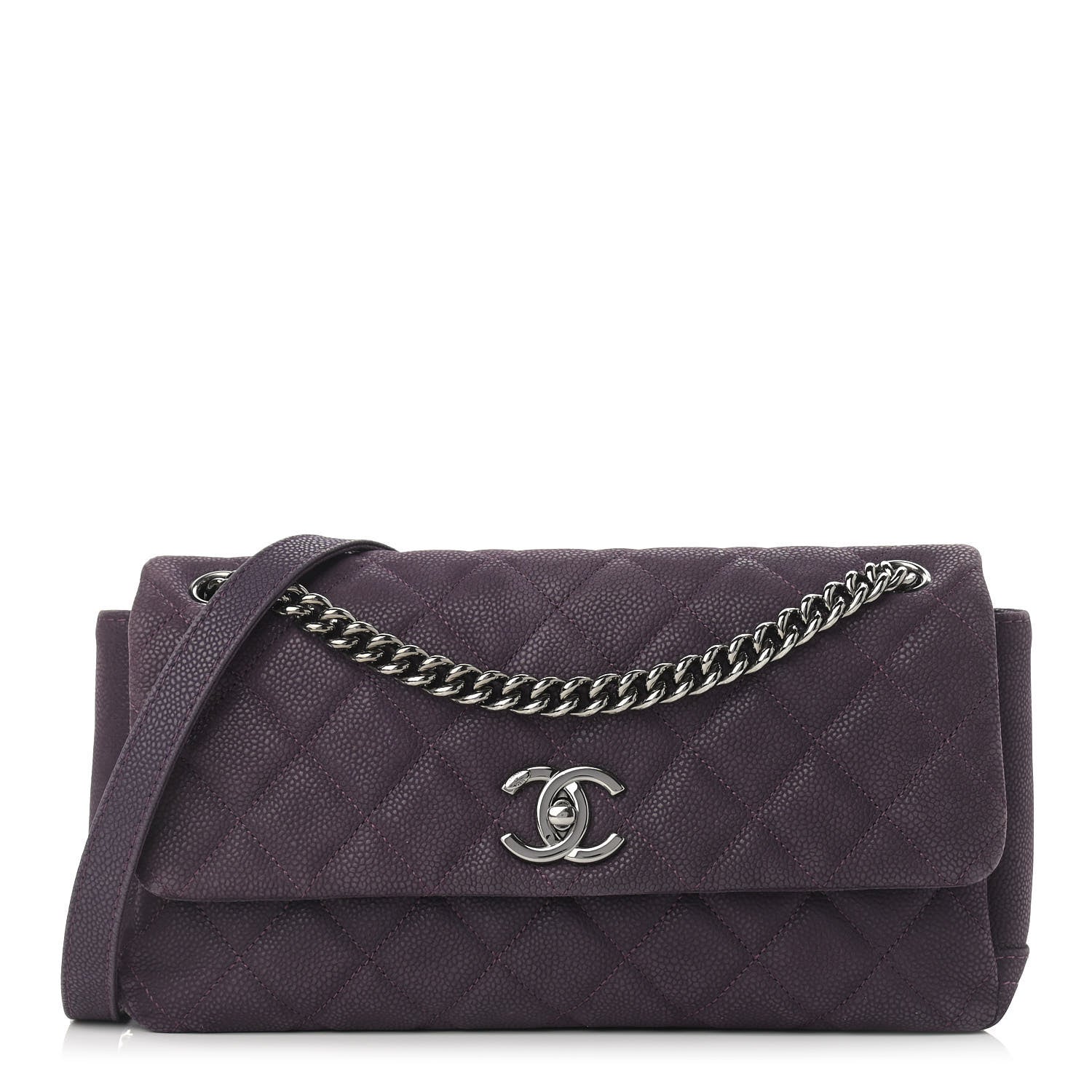 Chanel Iridescent Caviar Quilted Medium Lady Pearly Flap Plum 1 of 13
