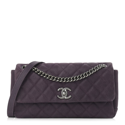 Chanel Iridescent Caviar Quilted Medium Lady Pearly Flap Plum 1 of 13