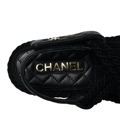 Chanel Cord Lambskin Quilted Logo Sandals 39 Black 7 of 8