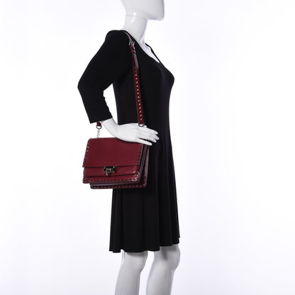 Valentino Garavani Vitello Rockstud Top Handle Shoulder Bag Cerise 2 of 13
