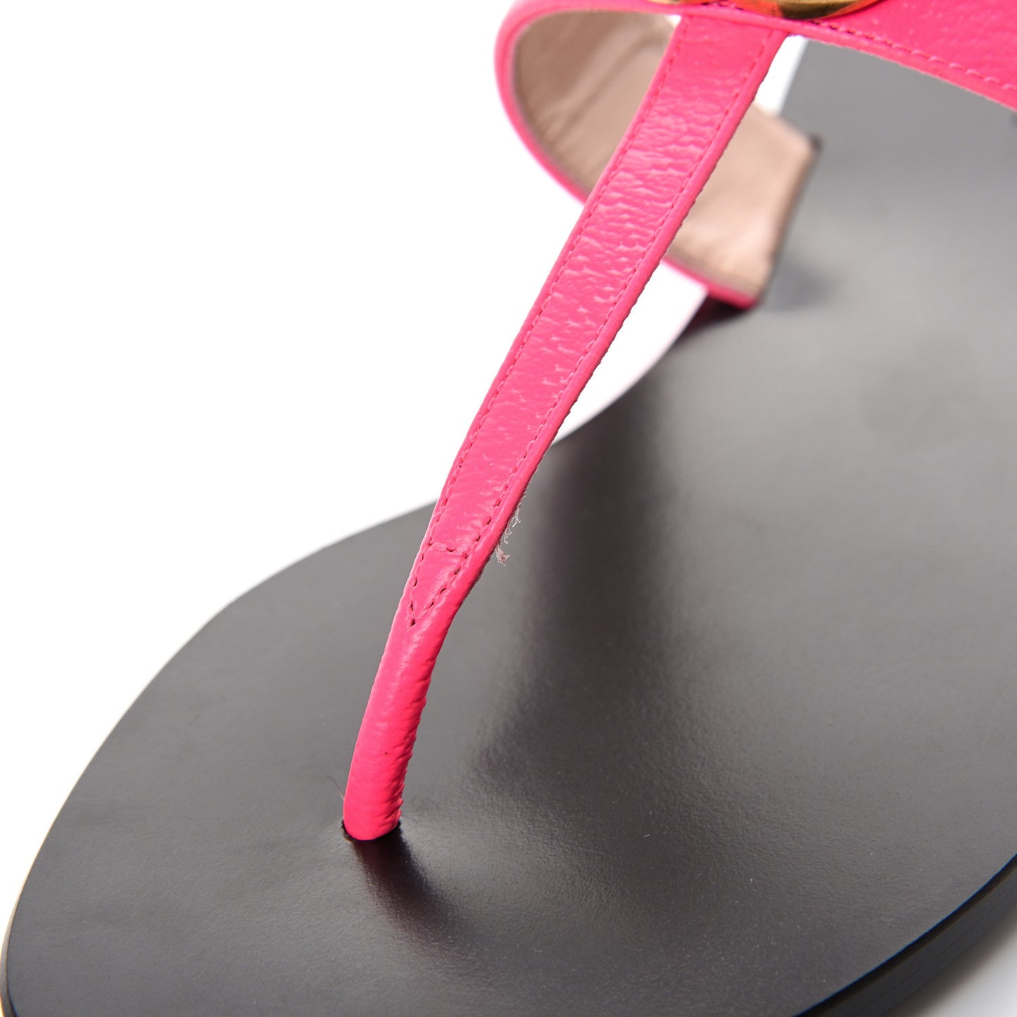 Calfskin GG Marmont Thong Sandals 37 Fuxia Fluo