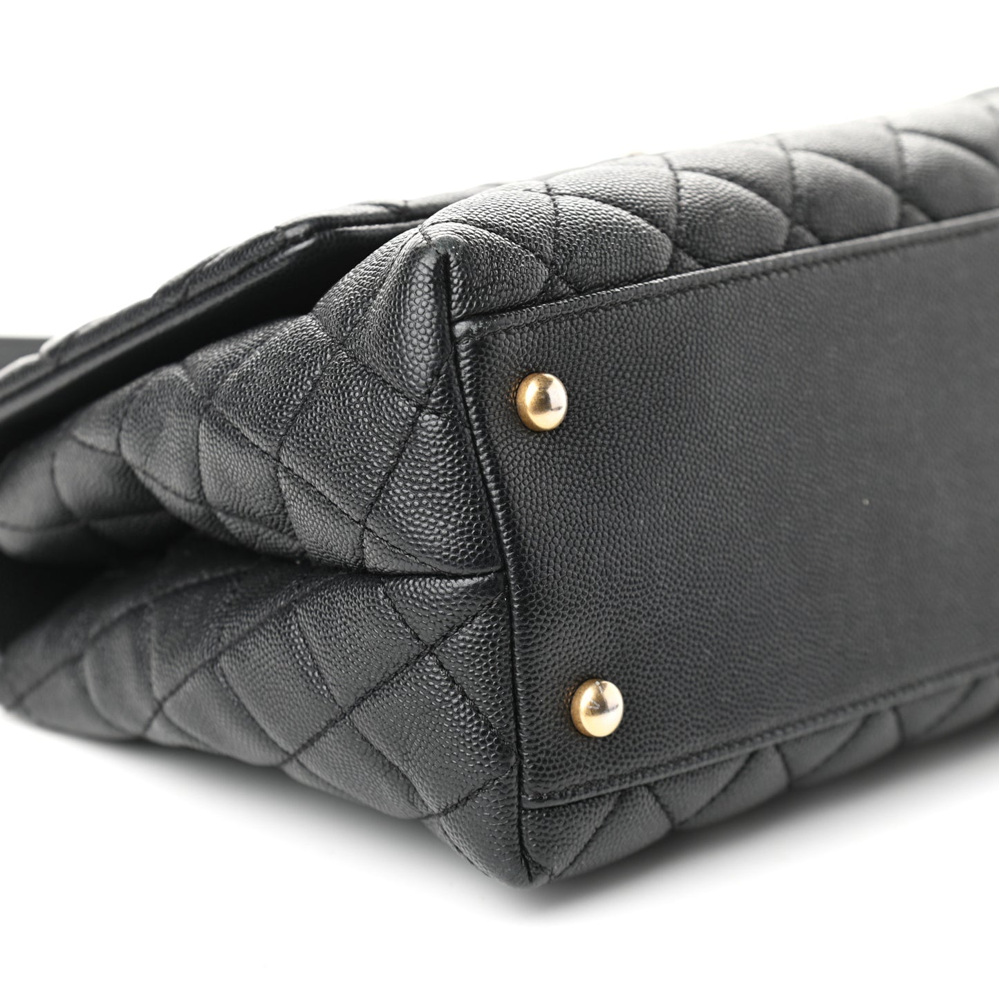 Caviar Elaphe Quilted Small Coco Handle Flap Black