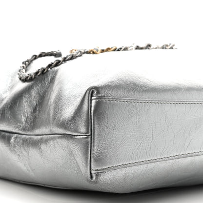 Chanel Metallic Crumpled Calfskin Chain 20s Signe Tote Silver 9 of 10