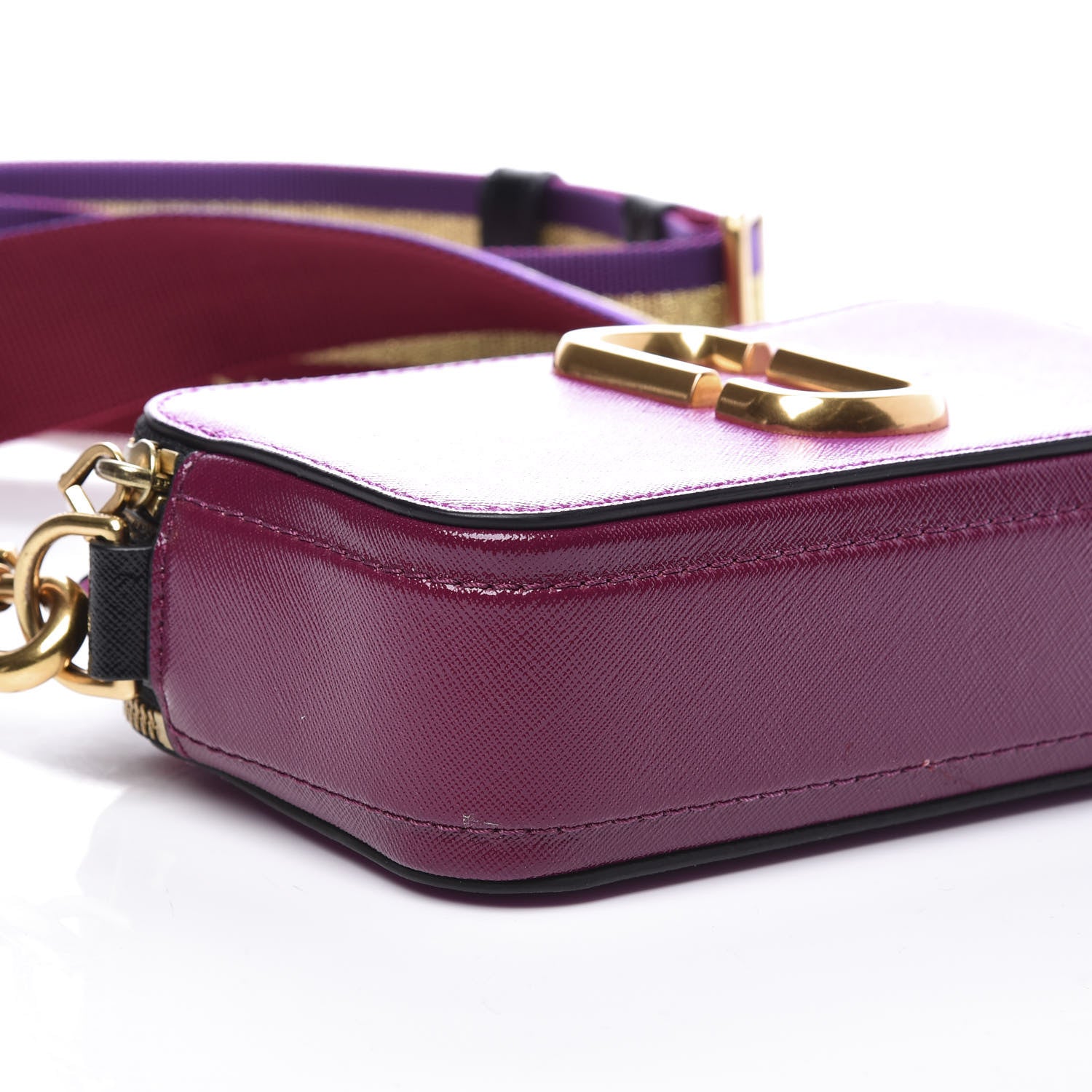 Marc Jacobs Saffiano Small Snapshot Camera Bag Purple Gold 6 of 10