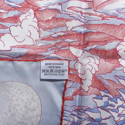 Hermes Silk Cosmographia Universalis Scarf 90 Ciel White Rouge 4 of 4