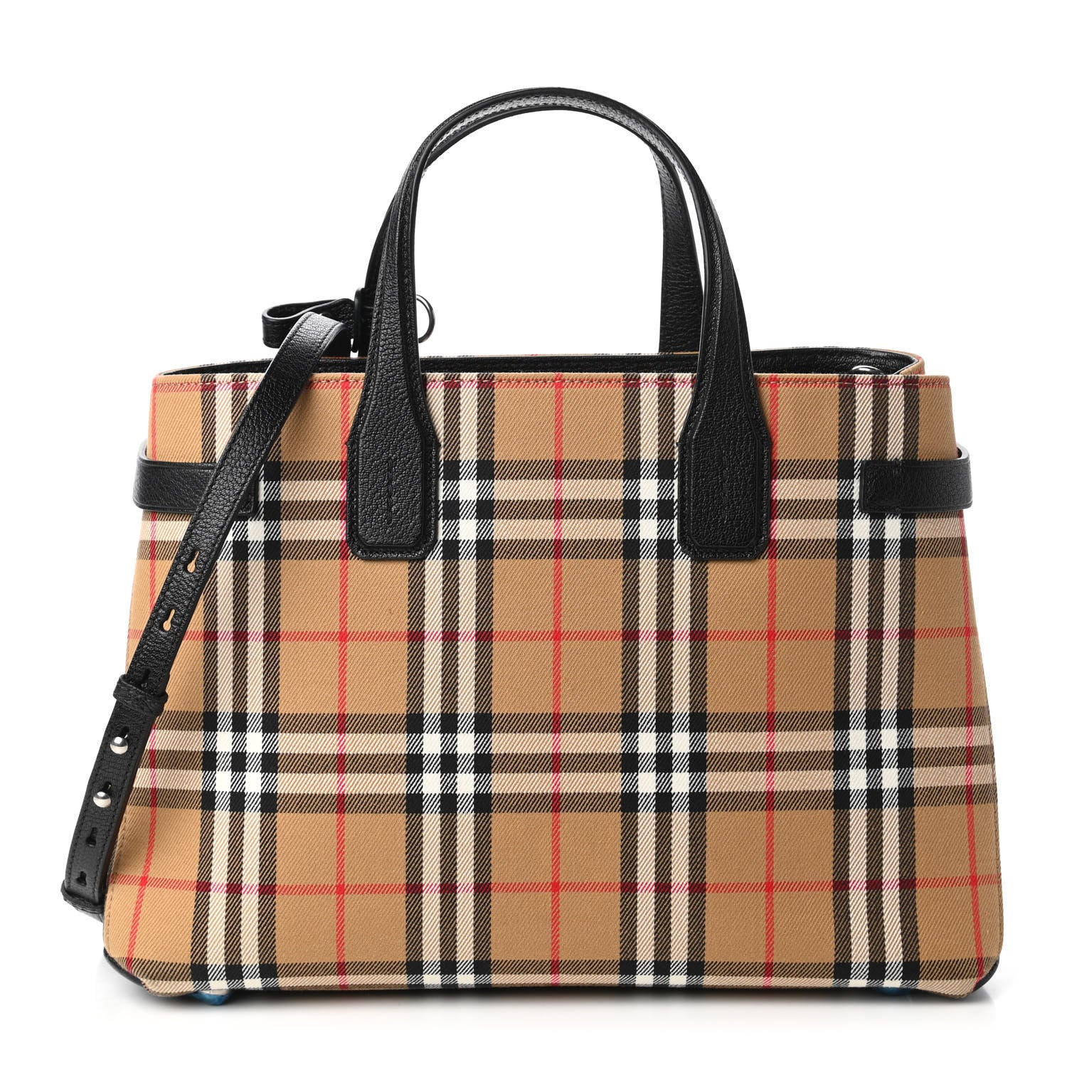 Burberry Goatskin Vintage Check Medium Banner Tote Black 1 of 10