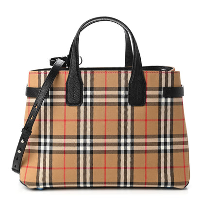 Burberry Goatskin Vintage Check Medium Banner Tote Black 1 of 10
