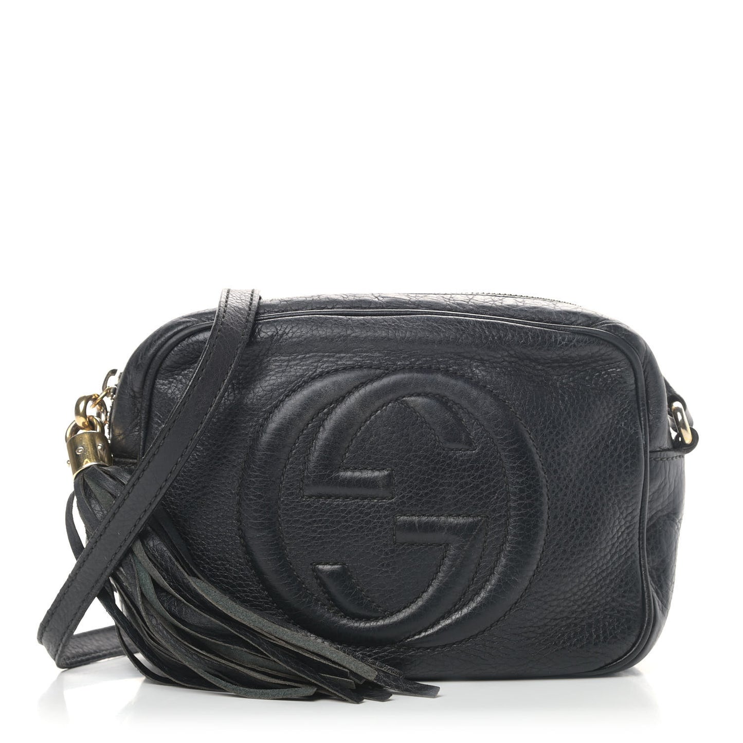 Pebbled Calfskin Small Soho Disco Bag Black