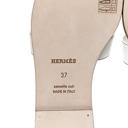 Hermes Box Calfskin Oran Sandals 37 White 8 of 10
