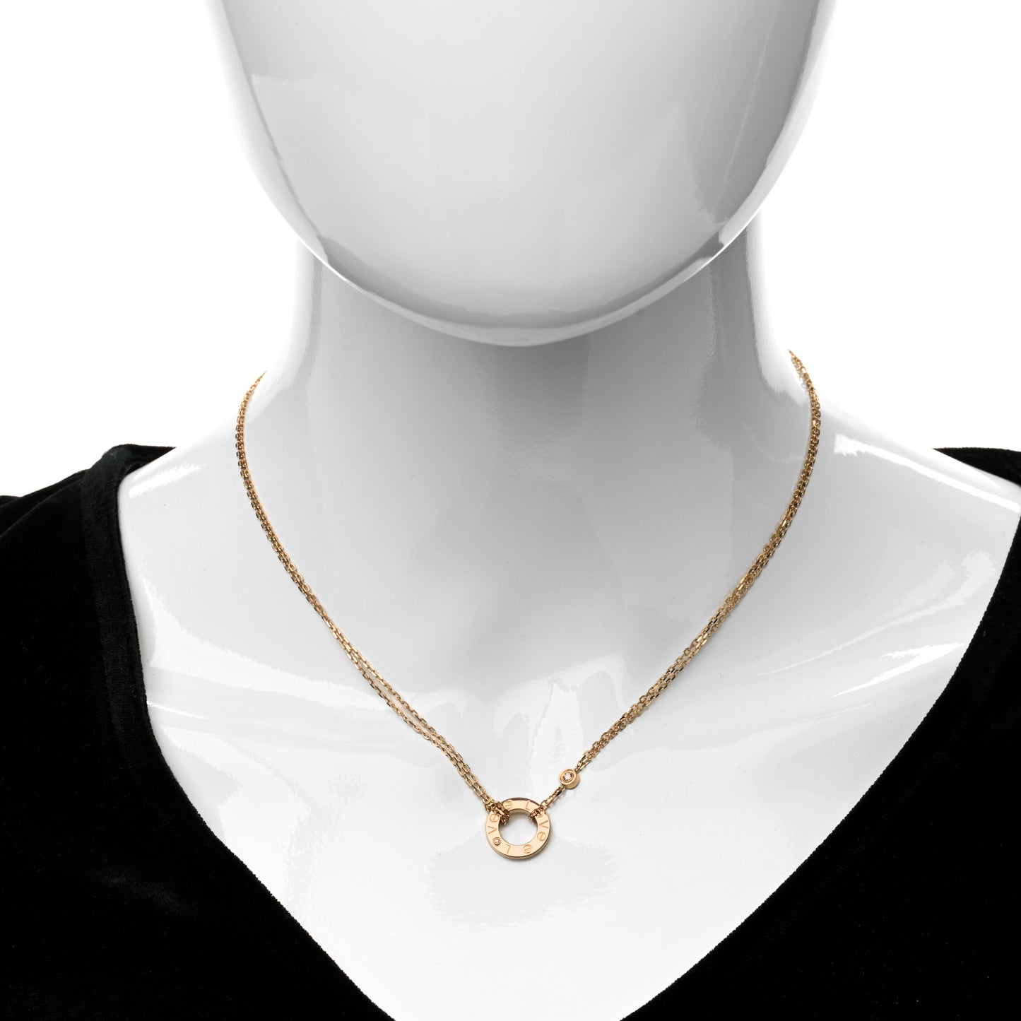 18K Pink Gold 2 Diamond LOVE Necklace