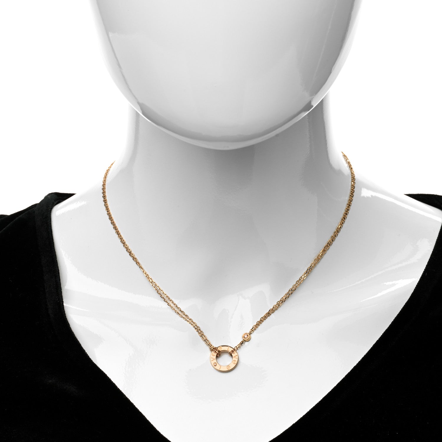 Cartier 18K Pink Gold 2 Diamond LOVE Necklace 2 of 6