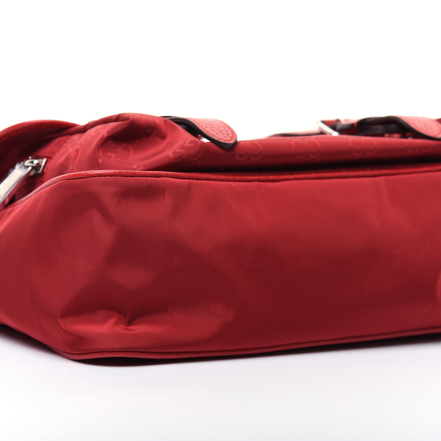 Nylon Monogram Double Buckle Flap Messenger Bag Vibrant Red