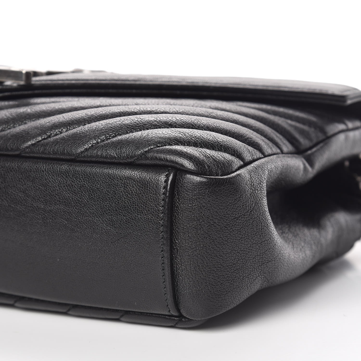 Saint Laurent Sheepskin Matelasse Chevron Monogram Medium College Bag Black 7 of 10