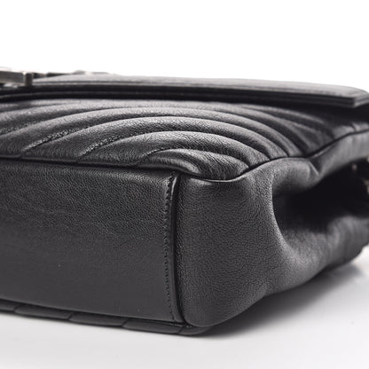 Saint Laurent Sheepskin Matelasse Chevron Monogram Medium College Bag Black 7 of 10