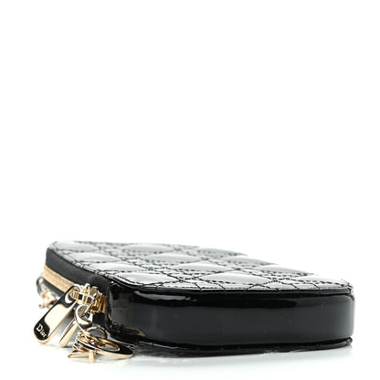 Christian Dior Patent Cannage Lady Dior Phone Holder Black 4 of 12