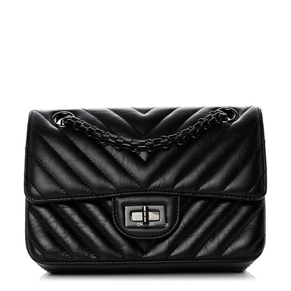 Chanel Aged Calfskin Chevron Quilted 2.55 Reissue Mini Flap So Black 1 of 11