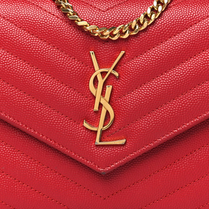 Saint Laurent Grain De Poudre Matelasse Chevron Monogram Envelope Chain Wallet New Red 9 of 18