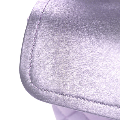 Chanel Metallic Lambskin Quilted Medium Double Flap Purple 10 of 10