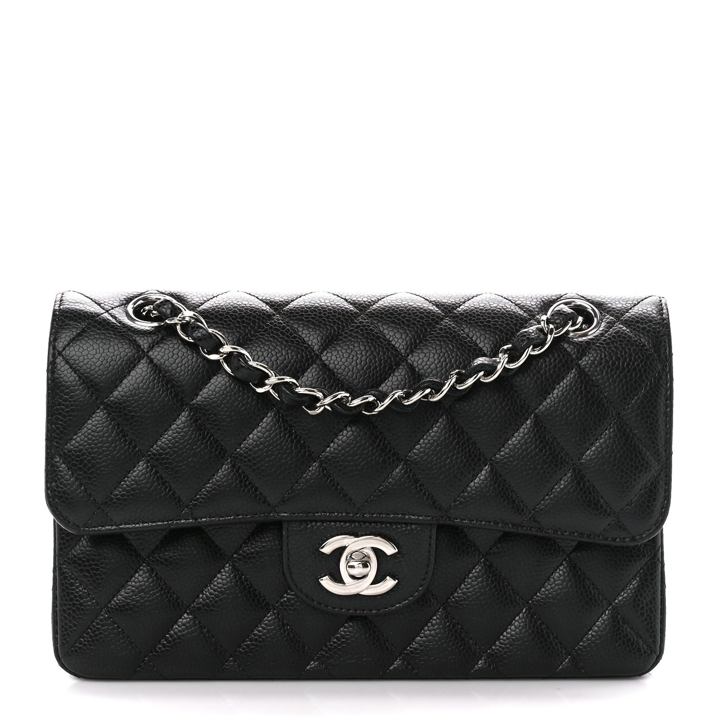 Caviar Quilted Small Double Flap Black