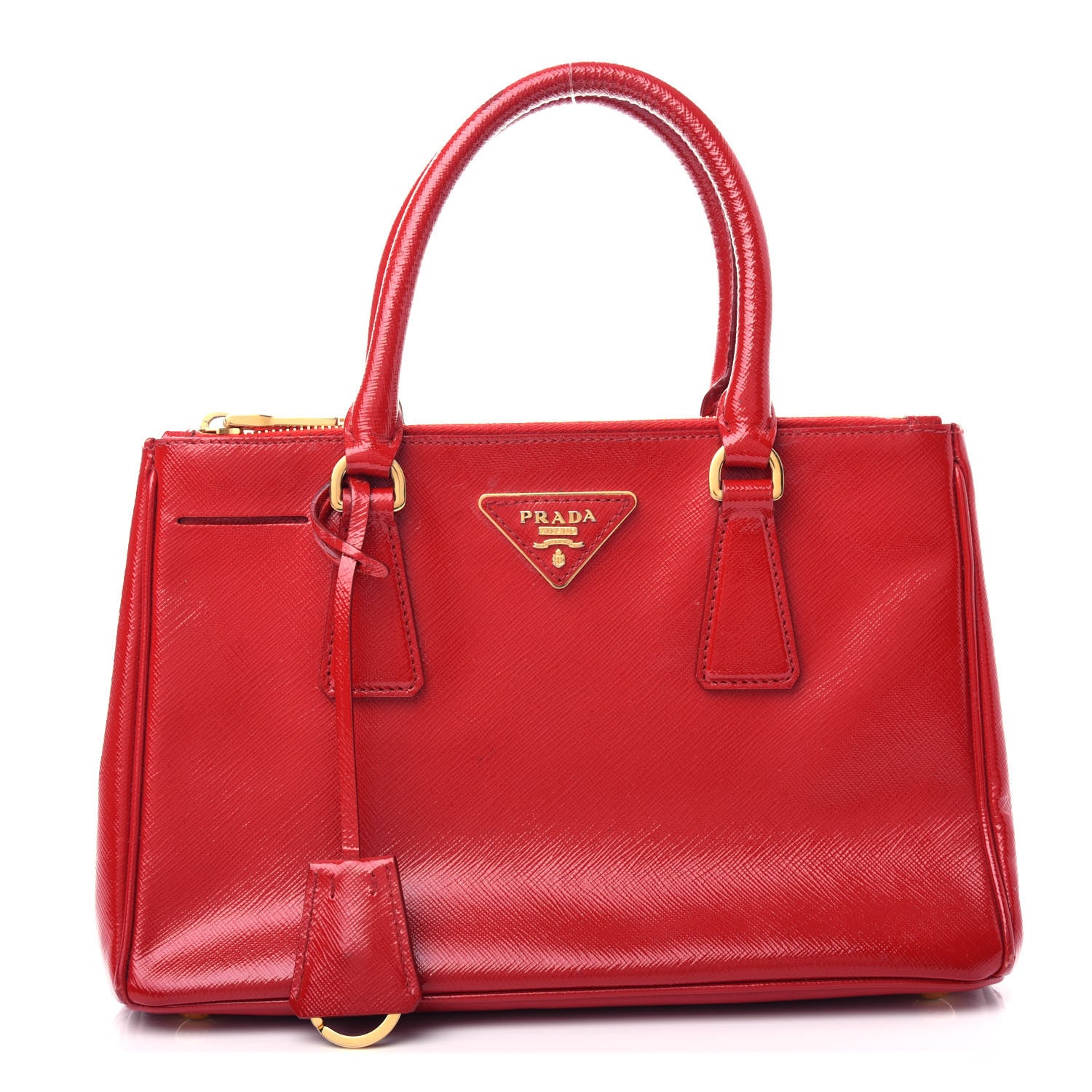 Prada Saffiano Vernice Small Galleria Double Zip Rosso 1 of 10