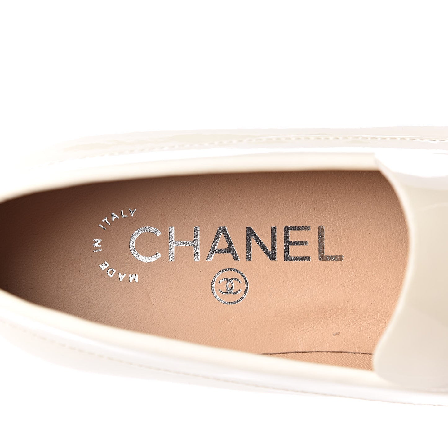 Patent Calfskin CC Loafers 37 White