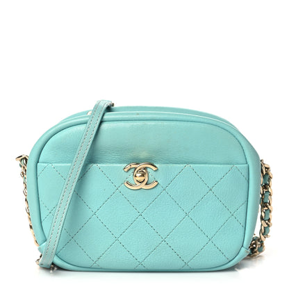 Chanel Goatskin Quilted Small Casual Trip Camera Case Light Blue 1 of 11
