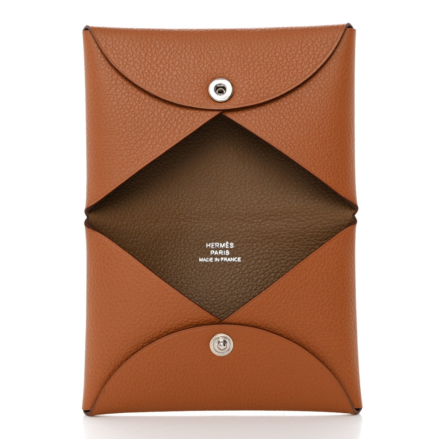 Hermes Evercolor Calvi Card Case Gold Etoupe 5 of 8