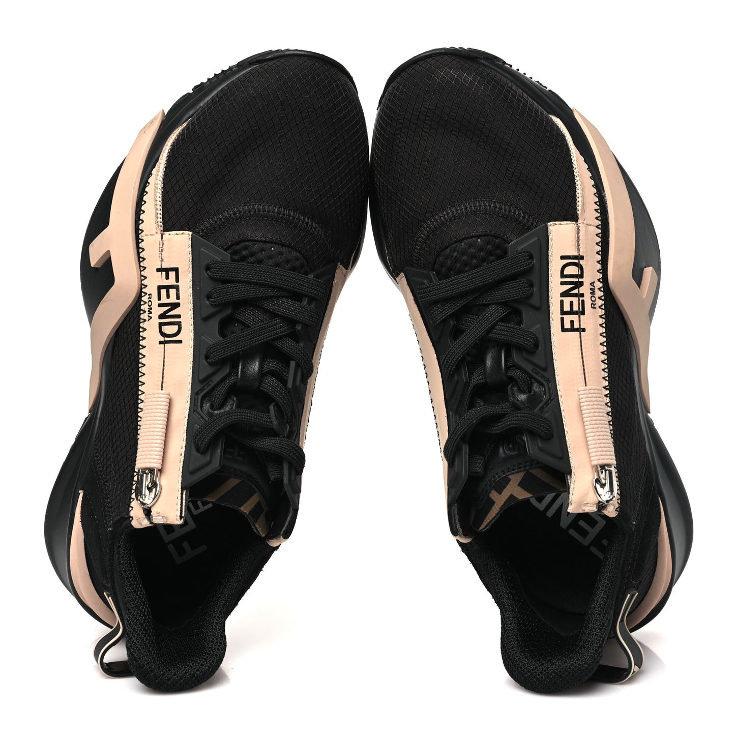 Nylon Suede Lycra Fendi Flow Low Top Sneakers 36 Black