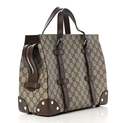 Gucci GG Supreme Monogram Textured Dollar Calfskin Small Detail Tote Beige Ebony New Acero 3 of 16