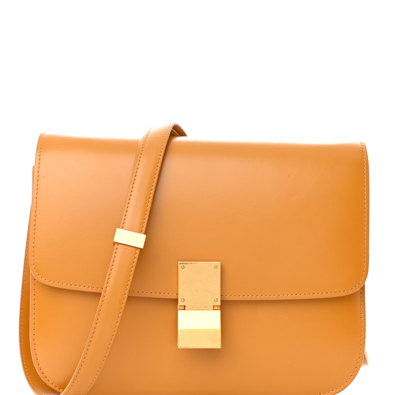 Celine Smooth Calfskin Medium Classic Box Flap Bag Daffodil 12 of 18