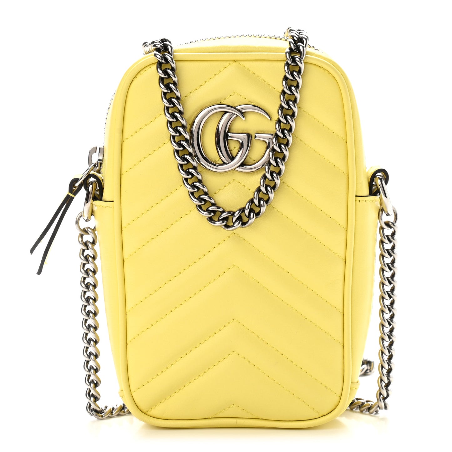 Calfskin Matelasse Mini GG Marmont Crossbody Bag Banana