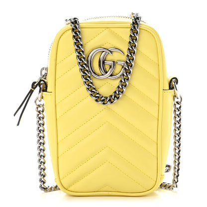 Gucci Calfskin Matelasse Mini GG Marmont Crossbody Bag Banana 1 of 9