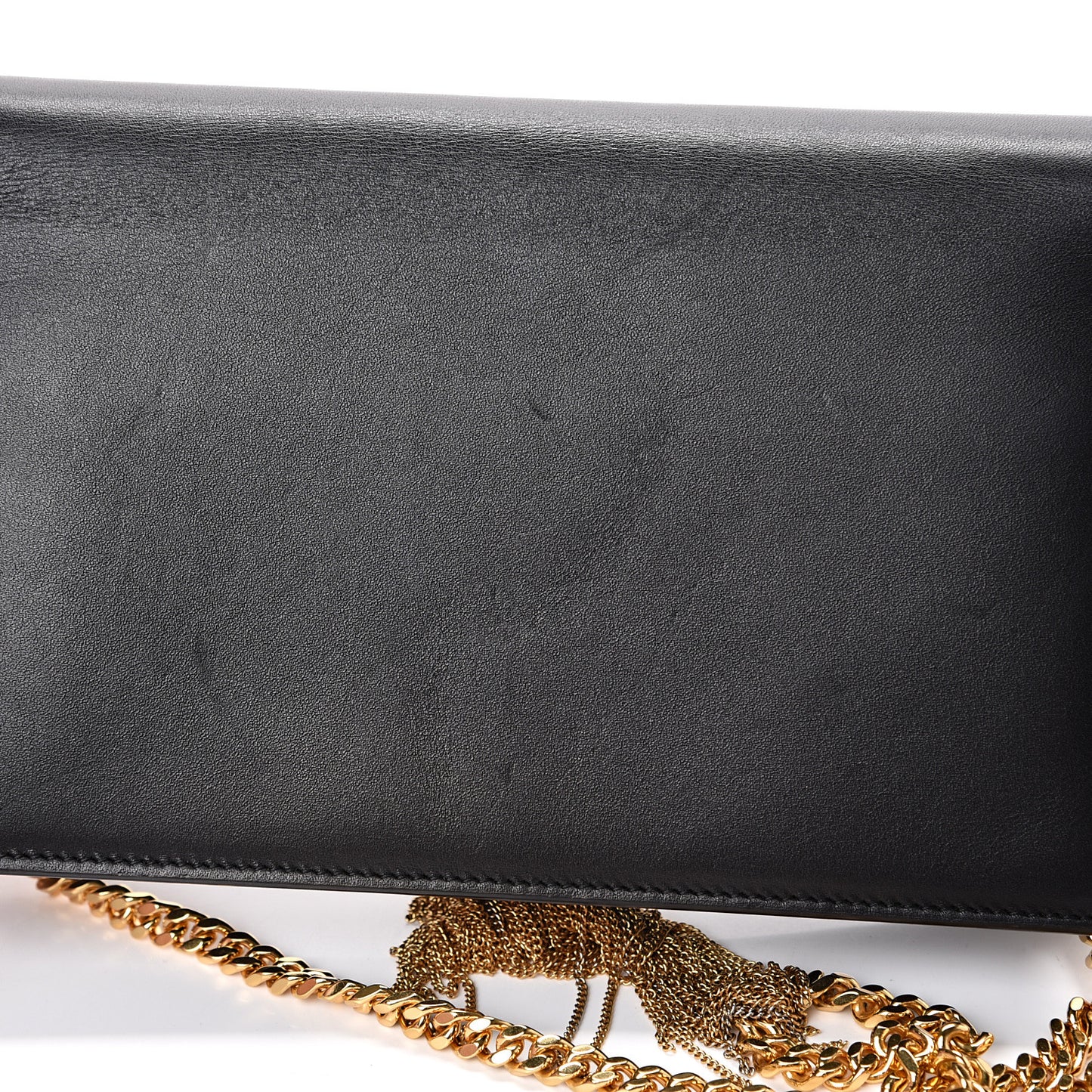 Smooth Calfskin Classic Monogram Kate Tassel Chain Wallet Black