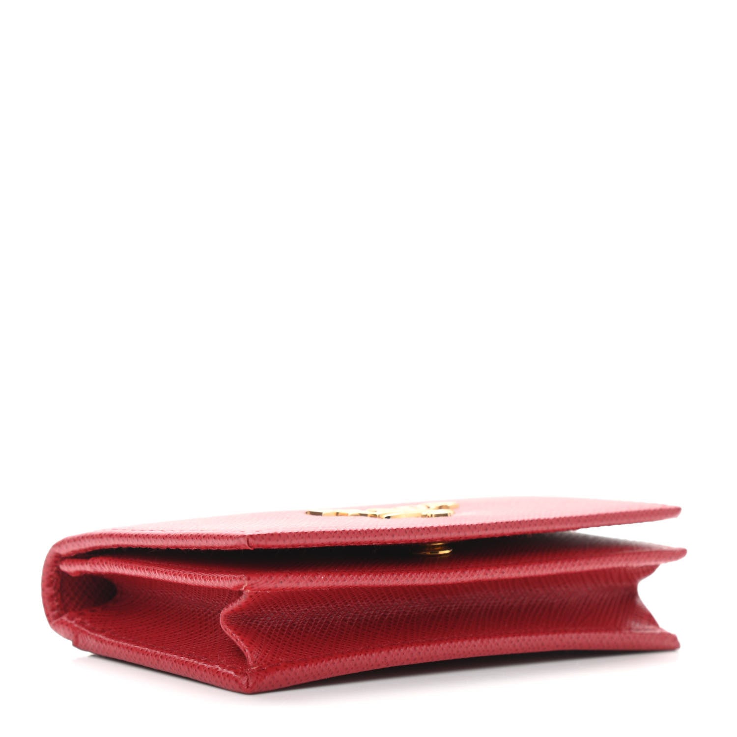 Prada Saffiano Metal Bi-Fold Card Holder Wallet Fuoco 4 of 7