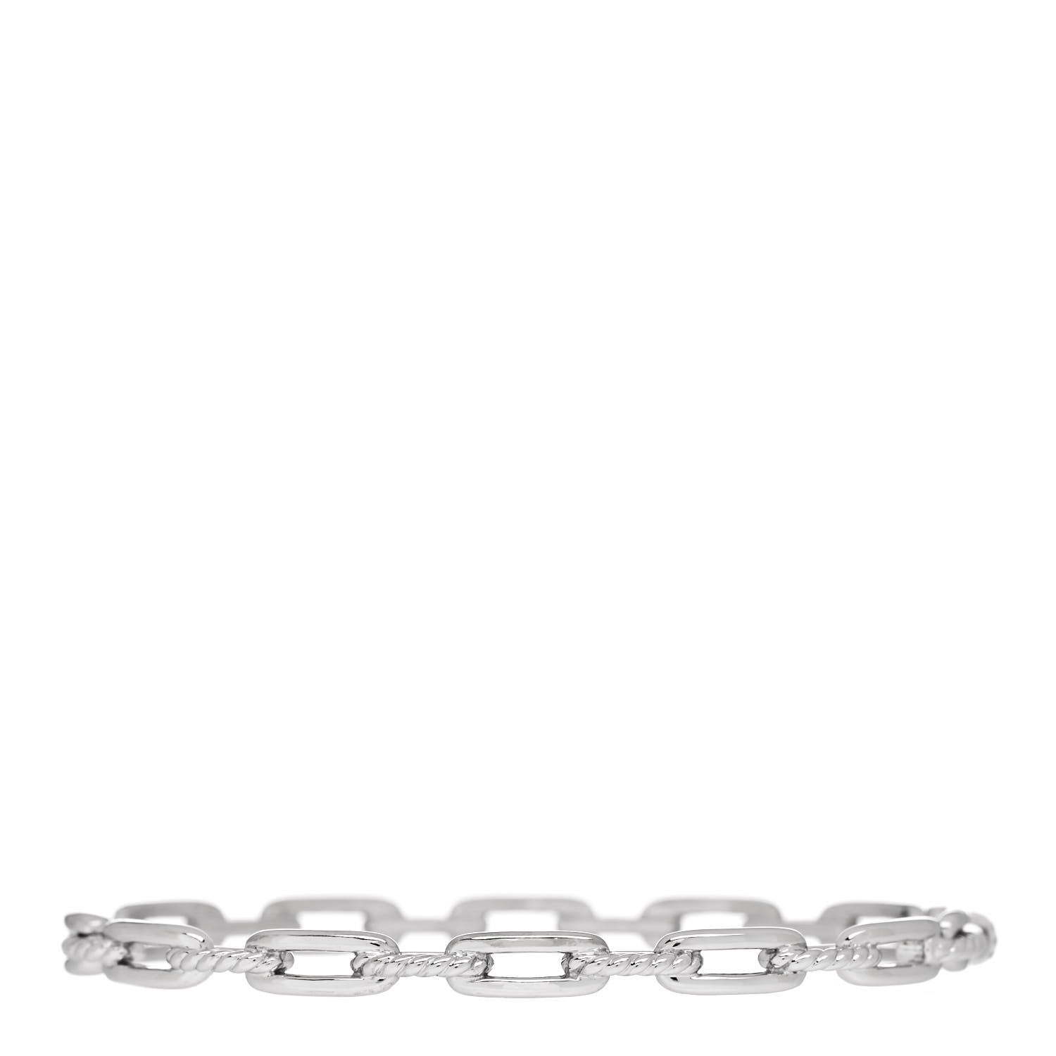 David Yurman 18K White Gold Diamond 4mm Stax Chain Link Bracelet 2 of 3