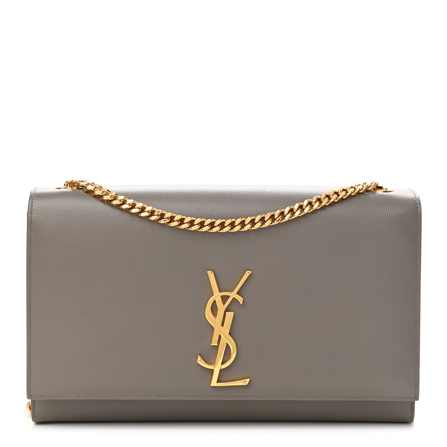Saint Laurent Grain De Poudre Medium Classic Monogram Kate Satchel Earth Grey 1 of 9
