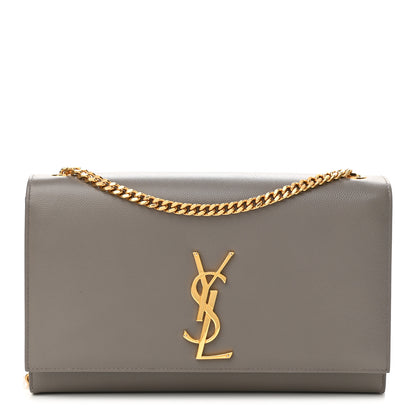 Saint Laurent Grain De Poudre Medium Classic Monogram Kate Satchel Earth Grey 1 of 9
